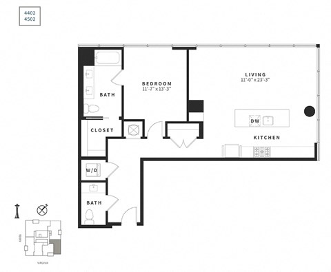 a floor plan of a bedroom apartment